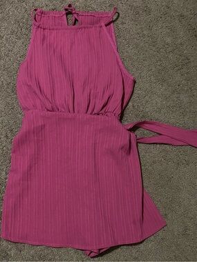 SHEIN Pink Sleeveless Halter Romper